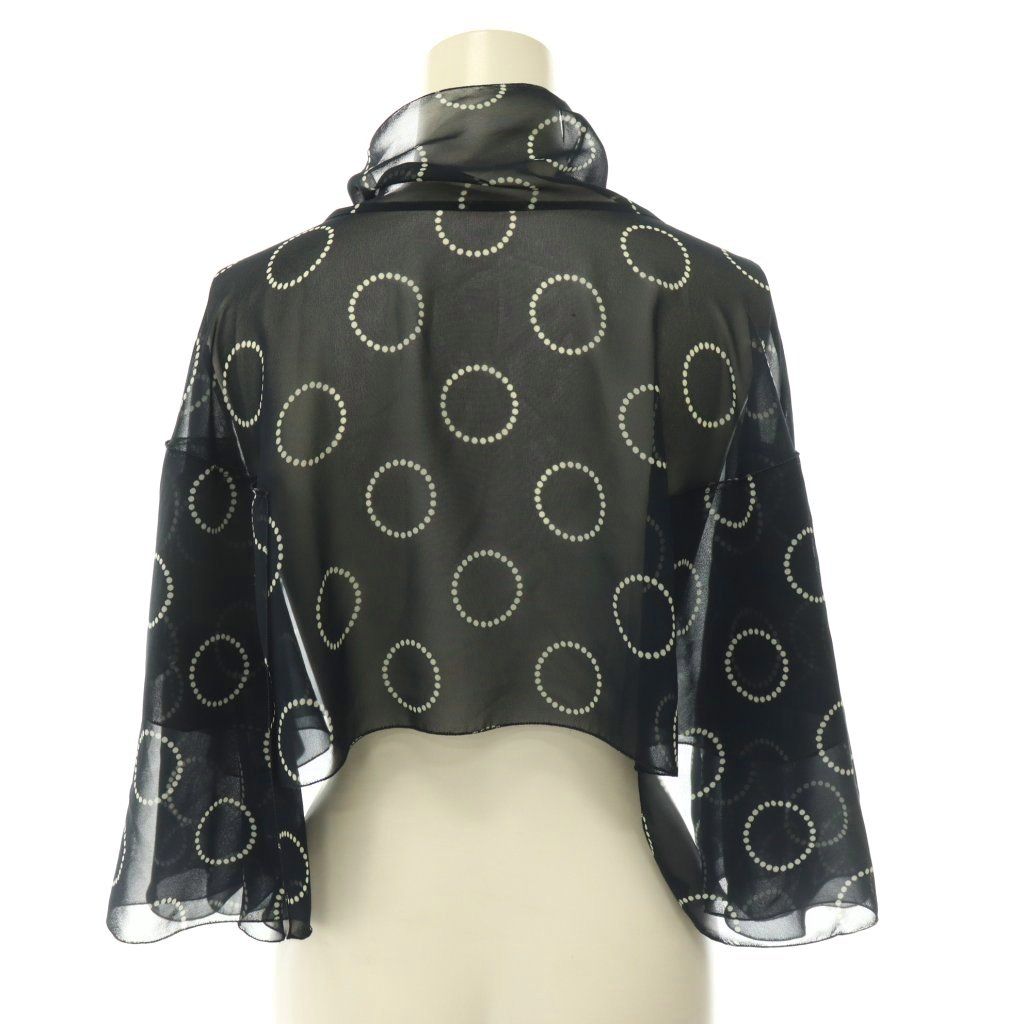 Prada Print Georgette Cape Sheer Ribbon Navy 36 — view 2