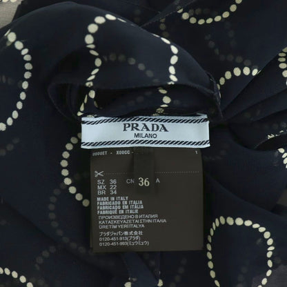 Prada Print Georgette Cape Sheer Ribbon Navy 36 — view 6