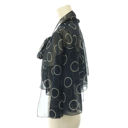 Prada Print Georgette Cape Sheer Ribbon Navy 36 — view 3