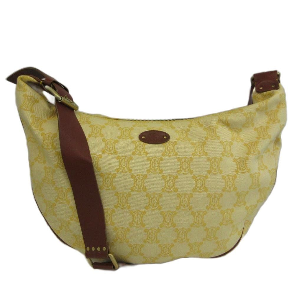 Celine Vintage Macadam Triomphe Hobo Shoulder Bag Crossbody Canvas Leather Logo