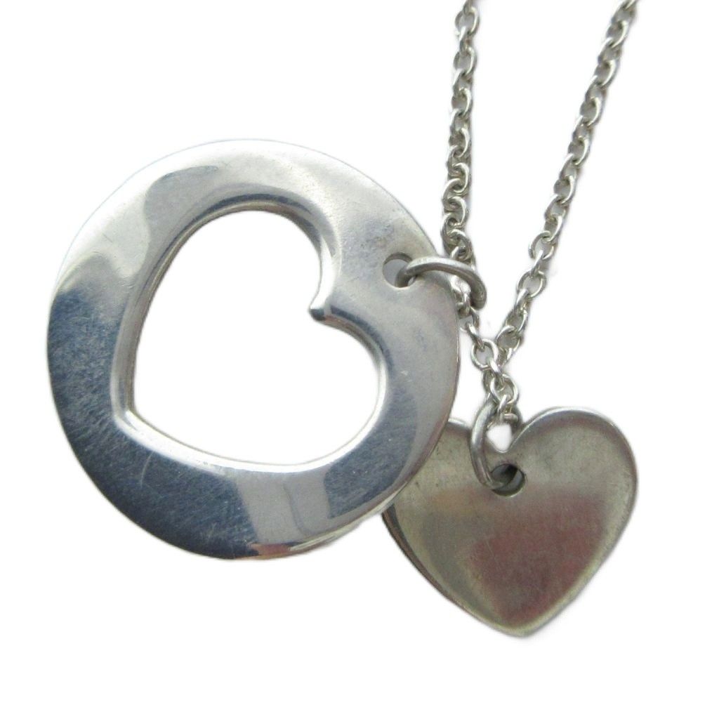 Tiffany & Co Stencil Heart Pendant Logo Silver