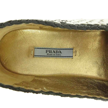 Prada Slip-on Flat Shoes Leather Espadrilles Intrecciato Madras Style Braided — view 7