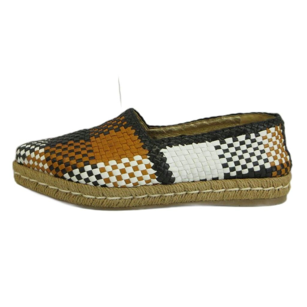 Prada Slip-on Flat Shoes Leather Espadrilles Intrecciato Madras Style Braided — view 2