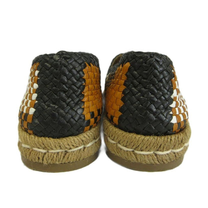 Prada Slip-on Flat Shoes Leather Espadrilles Intrecciato Madras Style Braided — view 5