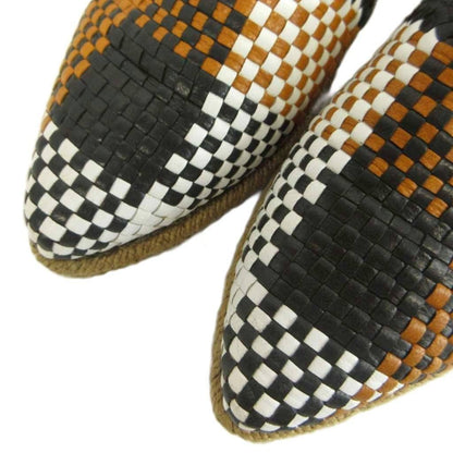 Prada Slip-on Flat Shoes Leather Espadrilles Intrecciato Madras Style Braided — view 3