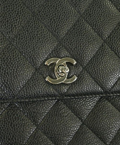 Chanel Quilted Top Handle CC Logo Caviar Leather Handbag — view 8