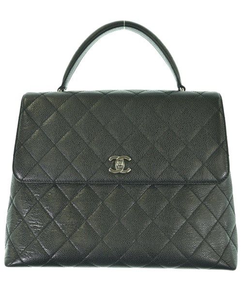 Chanel Quilted Top Handle CC Logo Caviar Leather Handbag