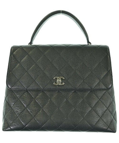 Chanel Quilted Top Handle CC Logo Caviar Leather Handbag