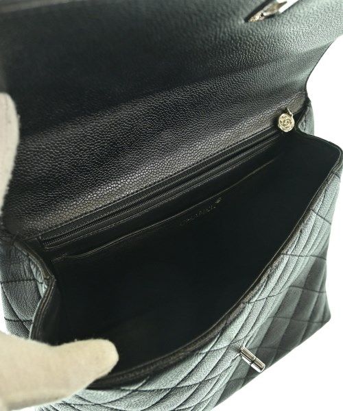 Chanel Quilted Top Handle CC Logo Caviar Leather Handbag — view 3