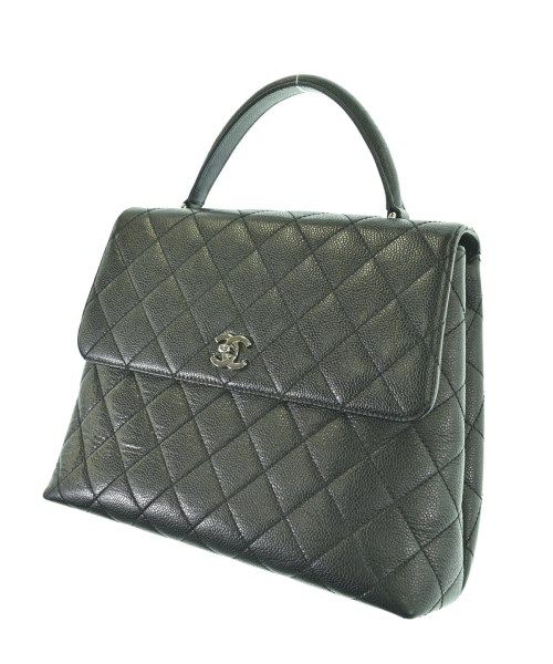 Chanel Quilted Top Handle CC Logo Caviar Leather Handbag — view 5