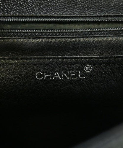 Chanel Quilted Top Handle CC Logo Caviar Leather Handbag — view 4