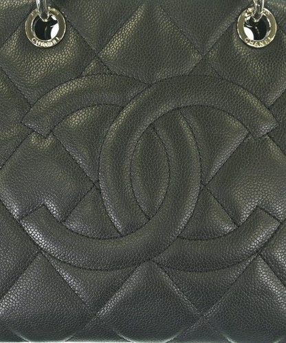 Chanel Quilted Tote Bag CC Logo Caviar Leather — view 7
