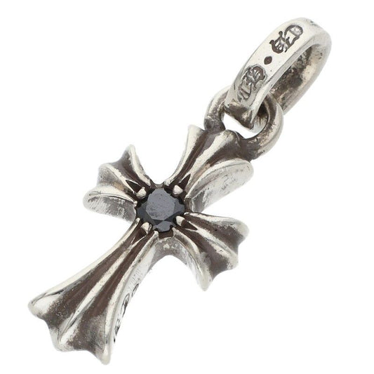 Chrome Hearts Cross Baby Fat Double-Sided 1 Black Diamond Charm Silver
