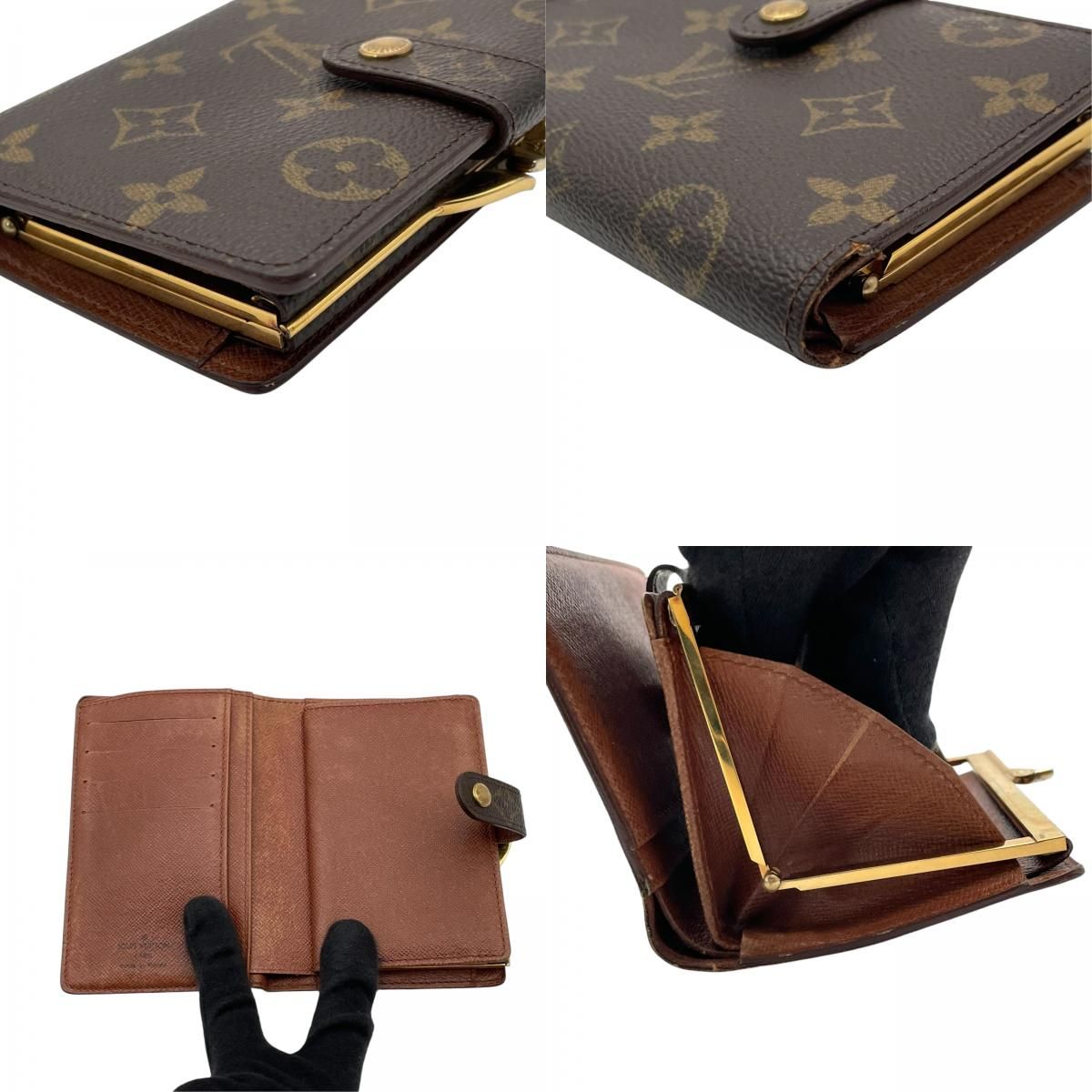 Louis Vuitton Porte Monnaie Billets Monogram Bifold Wallet Kiss Lock Coin Purse — view 7