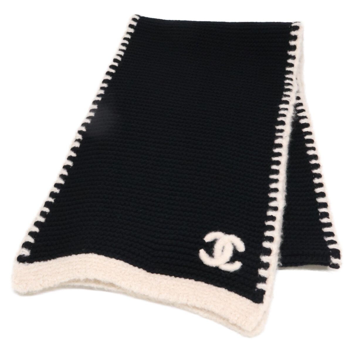 Chanel 23A CC Logo Silk Cashmere Knit Scarf