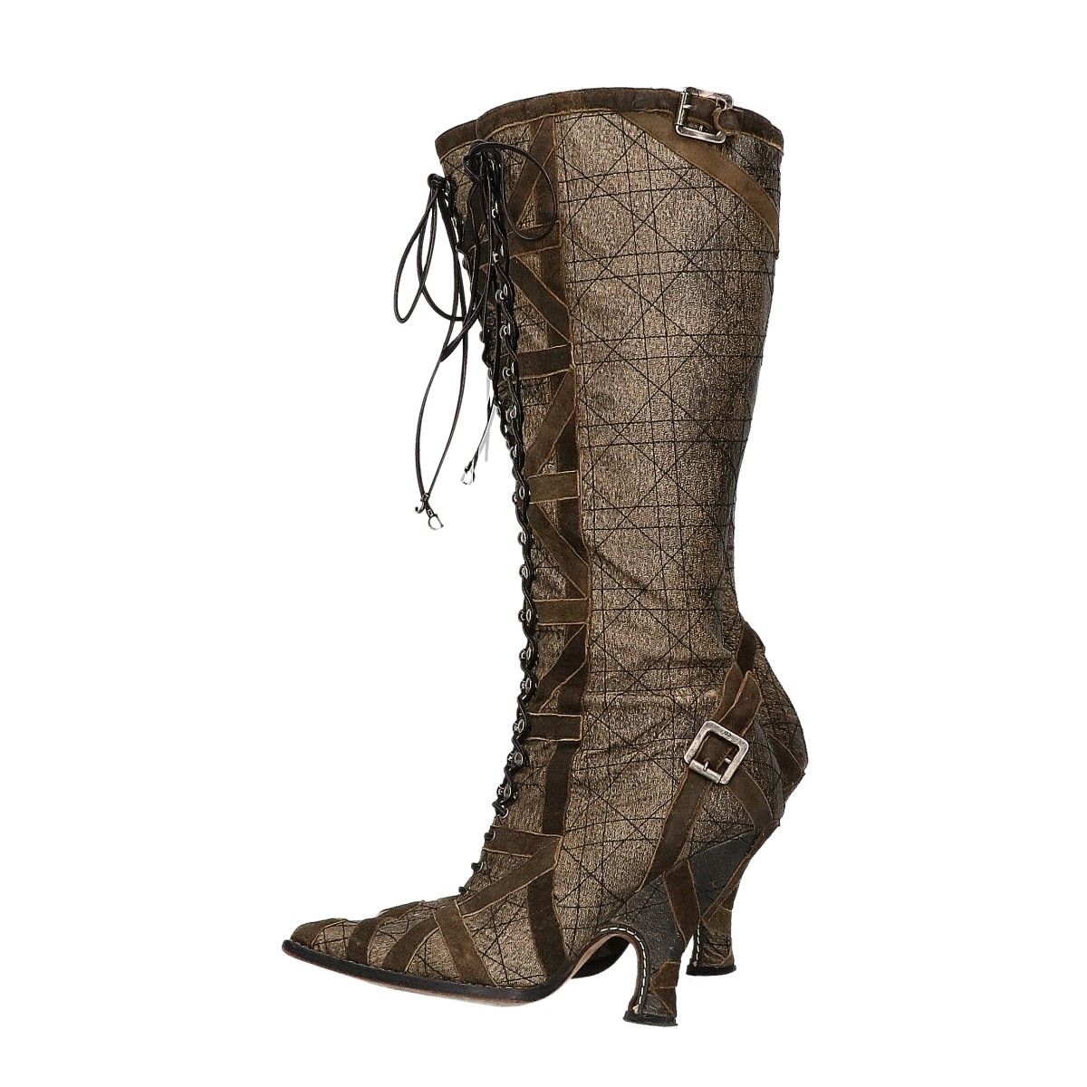 Dior Galliano Era Distressed Lace-up Heels Boots — view 2