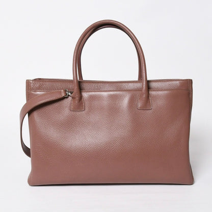 Chanel Executive Tote Bag Large CC Logo Caviar Leather Brown Silver — view 2
