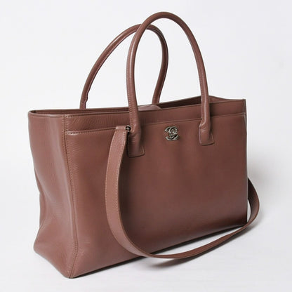 Chanel Executive Tote Bag Large CC Logo Caviar Leather Brown Silver — view 3