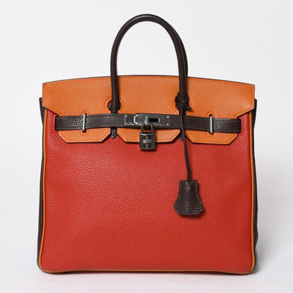 Hermes Haut Courroies 28 Hac 28 Handbag Togo Taurillon Clemence Chocolat Rouge