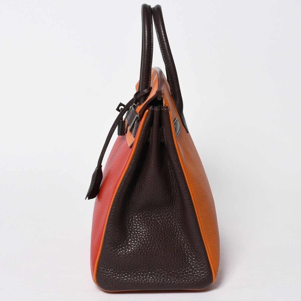 Hermes Haut Courroies 28 Hac 28 Handbag Togo Taurillon Clemence Chocolat Rouge — view 4