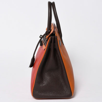 Hermes Haut Courroies 28 Hac 28 Handbag Togo Taurillon Clemence Chocolat Rouge — view 4