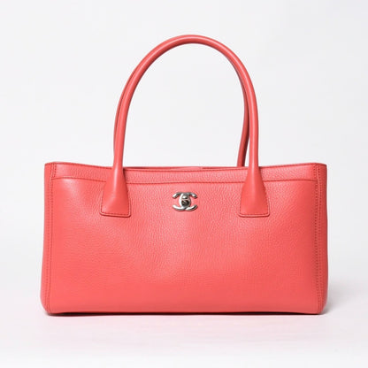 Chanel Executive Tote Bag Small CC Logo Caviar Leather Pink Silver