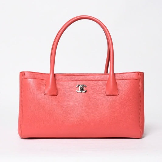 Chanel Executive Tote Bag Small CC Logo Caviar Leather Pink Silver
