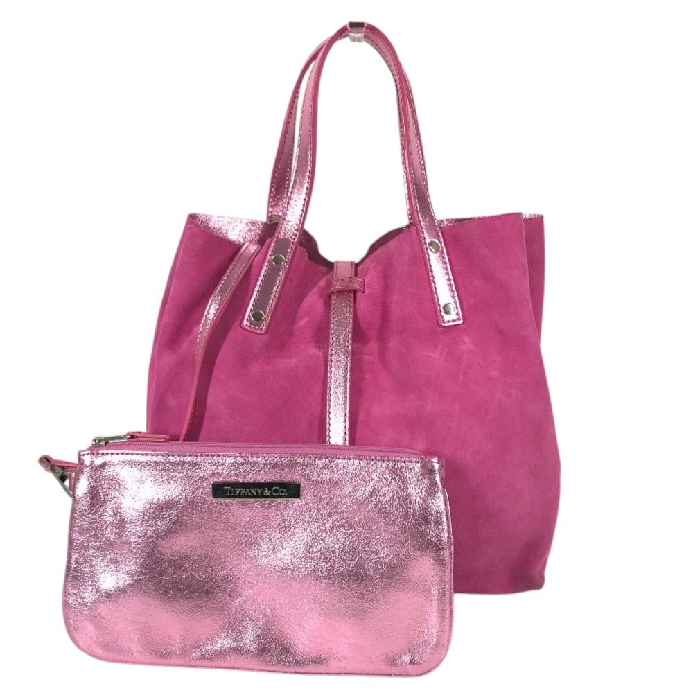 Tiffany & Co Handbag Logo Reversible Suede Pink