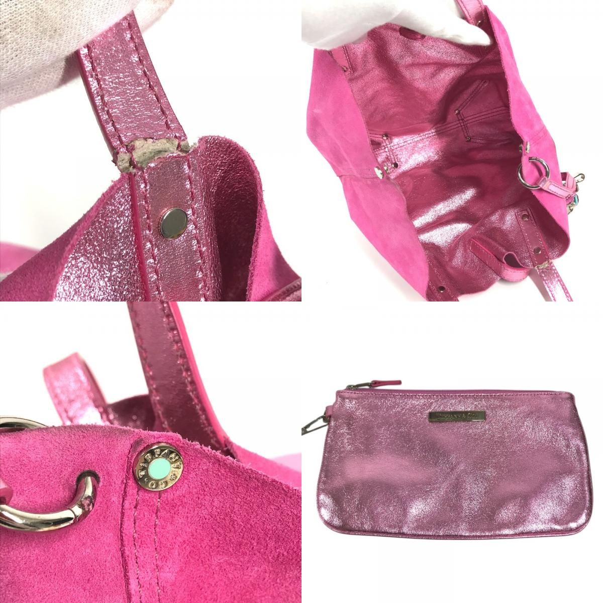 Tiffany & Co Handbag Logo Reversible Suede Pink — view 8