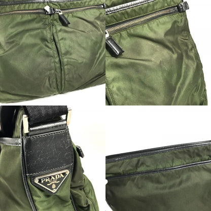 Prada Shoulder Bag Nylon Leather Khaki — view 8