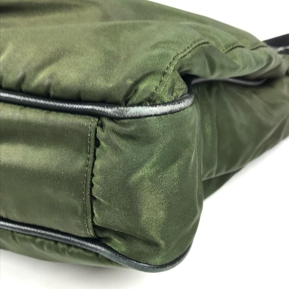 Prada Shoulder Bag Nylon Leather Khaki — view 6