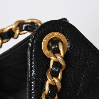 Chanel 25 Small Handbag CC Logo Caviar Leather Gold Black — view 8