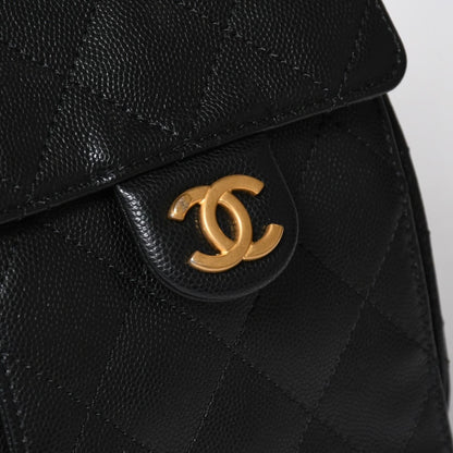 Chanel 25 Small Handbag CC Logo Caviar Leather Gold Black — view 5
