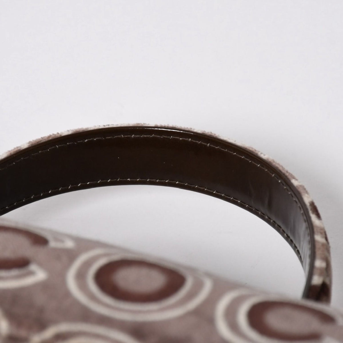 Chanel Top Handle Handbag CC Logo Coco Print Velvet Brown Gold All Over — view 8
