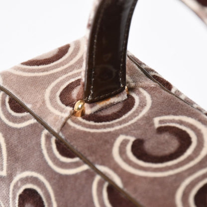 Chanel Top Handle Handbag CC Logo Coco Print Velvet Brown Gold All Over — view 7