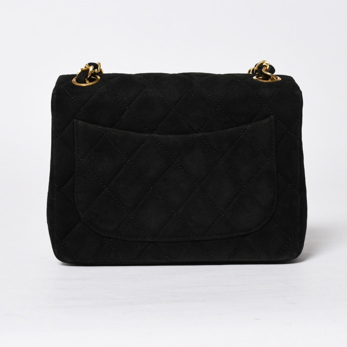 Chanel Mini Square 17 Chain Shoulder Bag Black Suede Gold — view 2