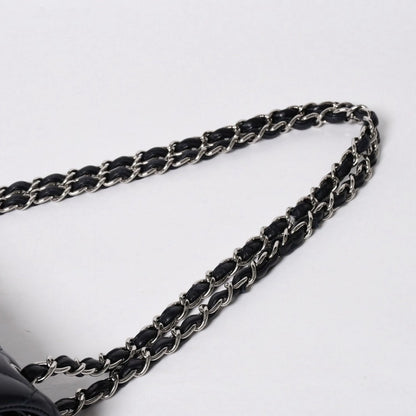 Chanel Chain Shoulder Bag Lambskin Quilted 30 Double Flap Navy Silver — view 6