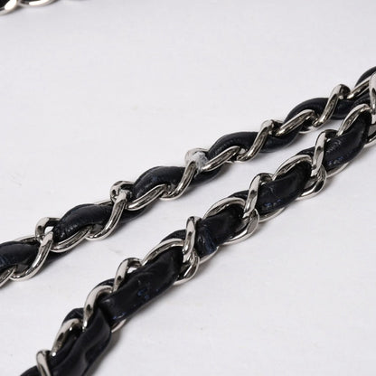 Chanel Chain Shoulder Bag Lambskin Quilted 30 Double Flap Navy Silver — view 7