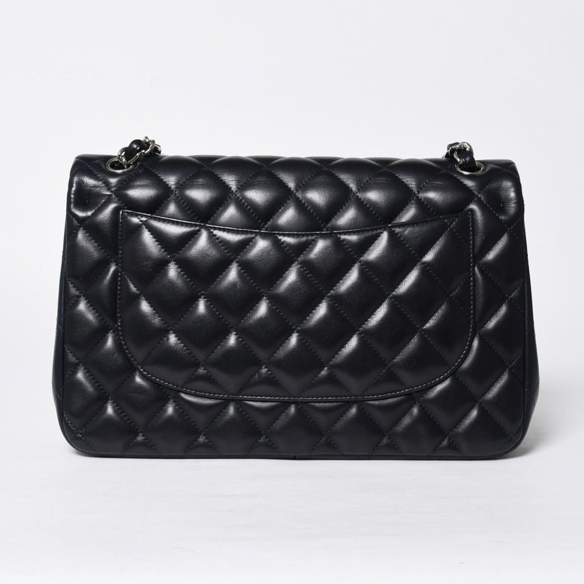 Chanel Chain Shoulder Bag Lambskin Quilted 30 Double Flap Navy Silver — view 2
