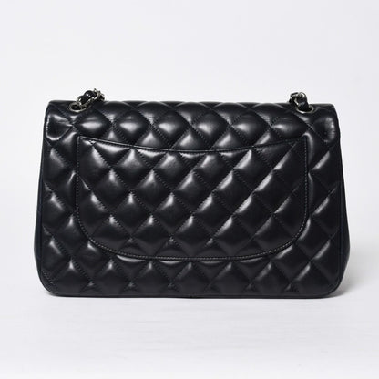 Chanel Chain Shoulder Bag Lambskin Quilted 30 Double Flap Navy Silver — view 2