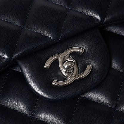 Chanel Chain Shoulder Bag Lambskin Quilted 30 Double Flap Navy Silver — view 5