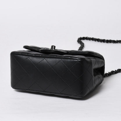 Chanel Mini Quilted 16 So Black S Flap S Chain Shoulder Bag CC Logo Lambskin — view 8