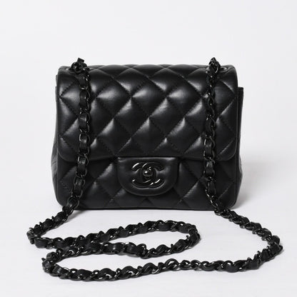 Chanel Mini Quilted 16 So Black S Flap S Chain Shoulder Bag CC Logo Lambskin