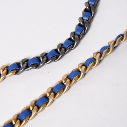 Chanel 19 Chain Wallet Shoulder Bag Blue Gold Lambskin — view 5