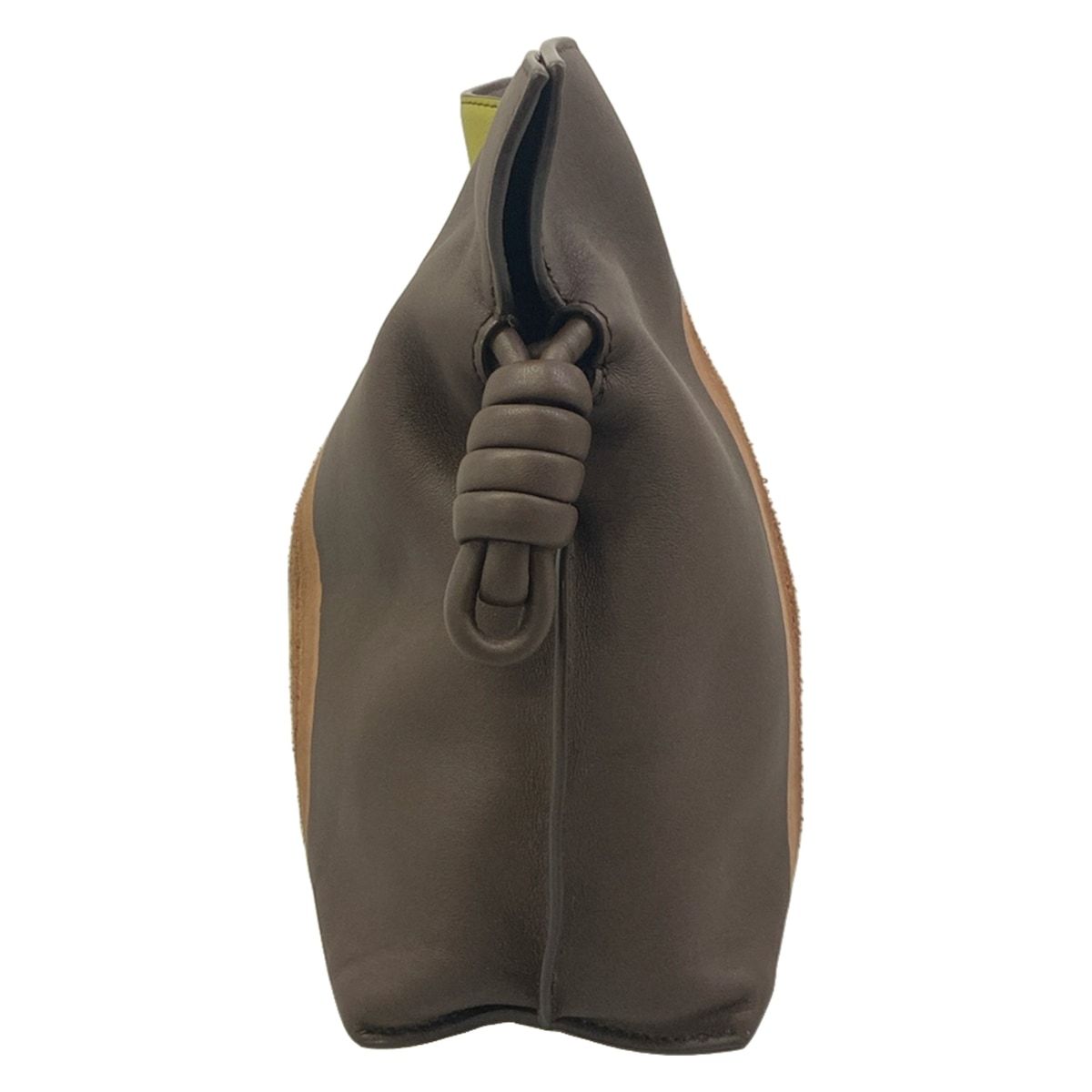 Loewe Clutch Flamenco Medium Dark Brown Light Green Multi Leather — view 4