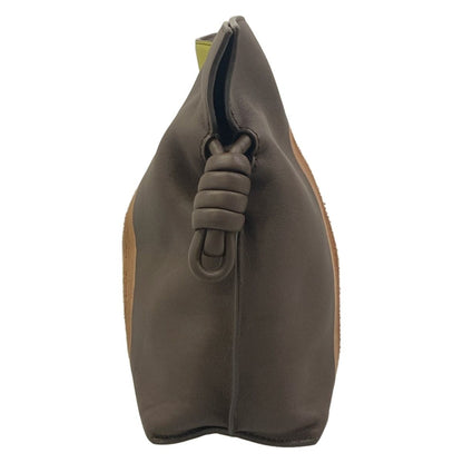 Loewe Clutch Flamenco Medium Dark Brown Light Green Multi Leather — view 4