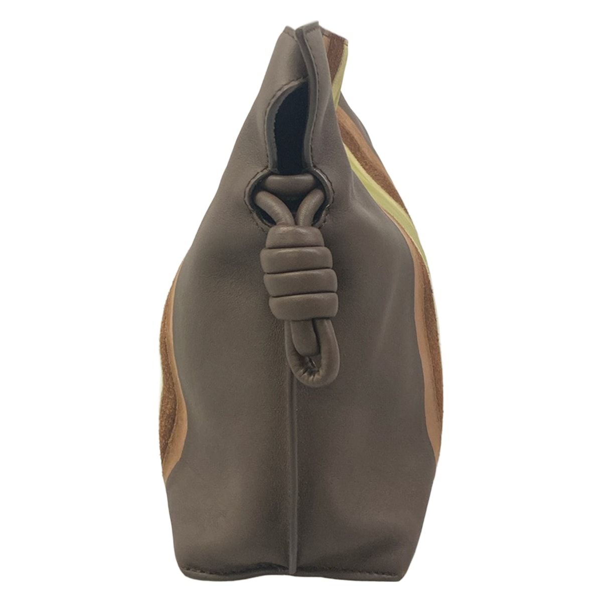 Loewe Clutch Flamenco Medium Dark Brown Light Green Multi Leather — view 2