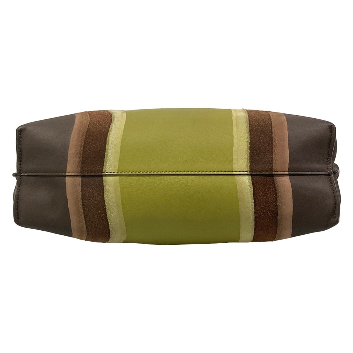Loewe Clutch Flamenco Medium Dark Brown Light Green Multi Leather — view 5