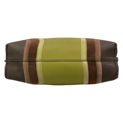 Loewe Clutch Flamenco Medium Dark Brown Light Green Multi Leather — view 5