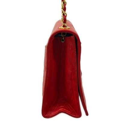 Chanel Shoulder Bag Quilted Red Chain Gold Lambskin — view 2